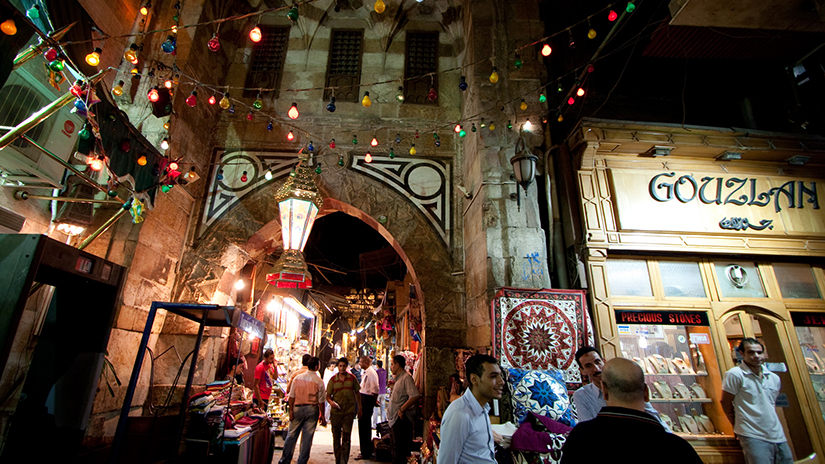 Khan al-Khalili Bazaar at night, Cairo, Al Qahirah, Egypt