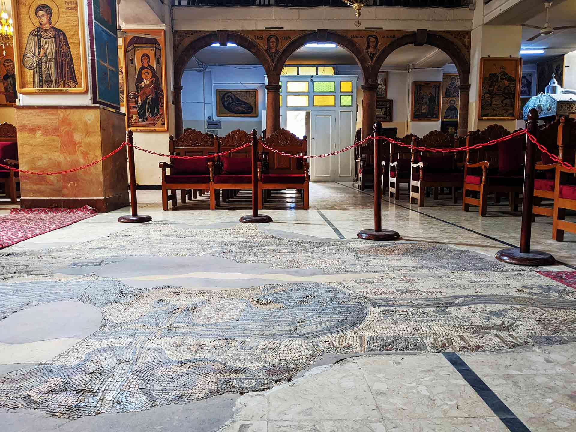 Map of Madaba, the world’s oldest map of the Middle East, found in Madaba, Jordan