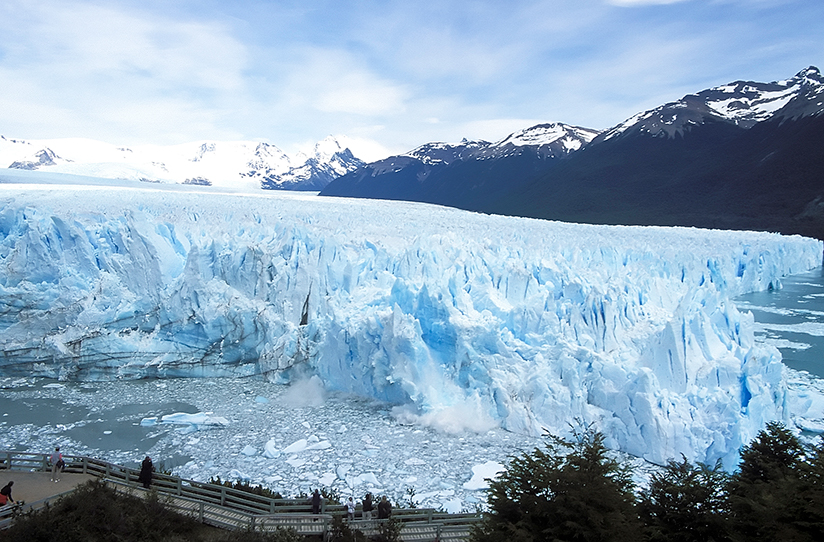 Wall of the Perito Moreno Glacier calving into the Canal Rico, Los Glaciares National Park , Argentine Patagonia, Santa Cruz, Argentina