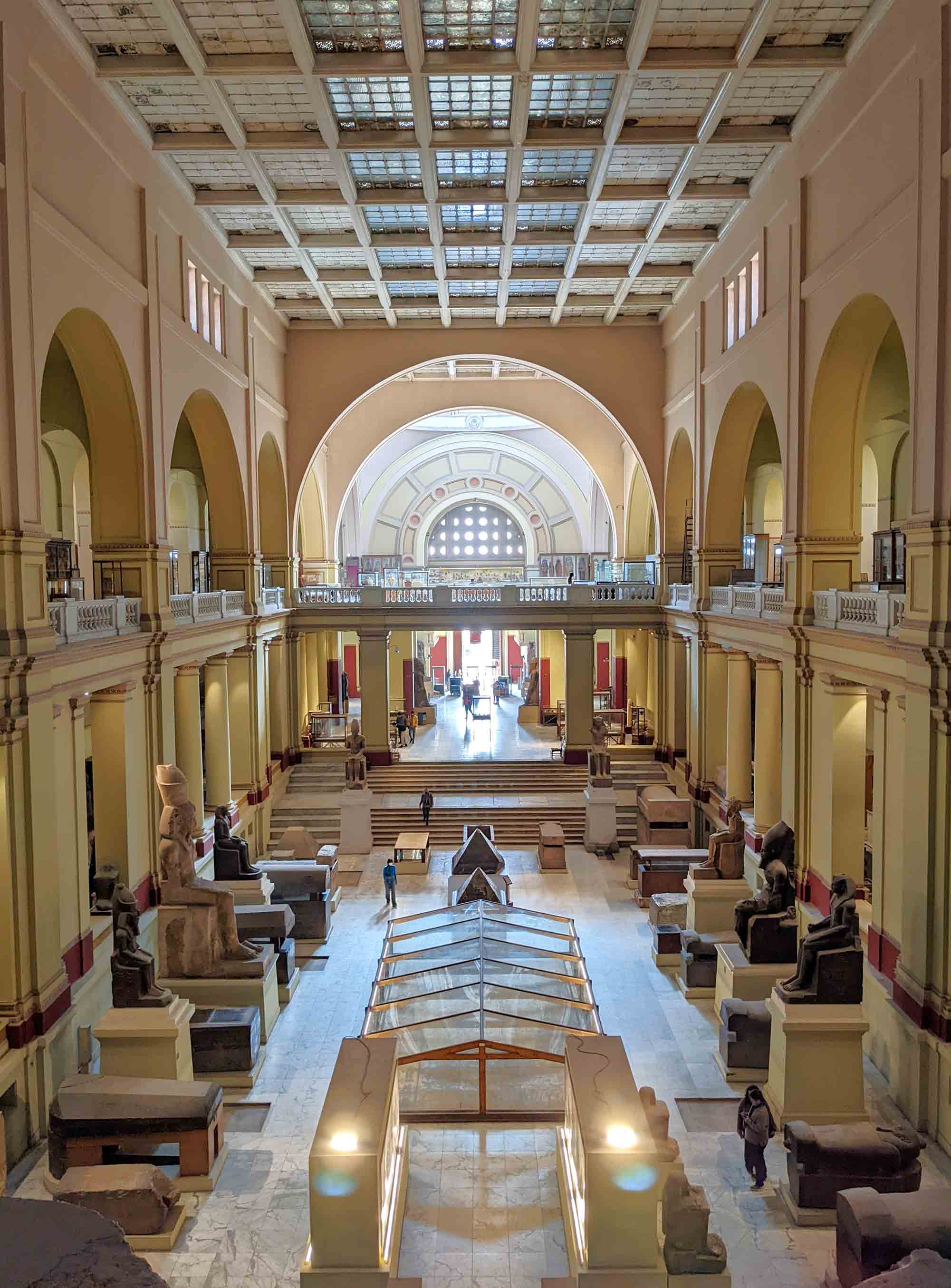 Admiring the principal room of the Egyptian Museum in Cairo