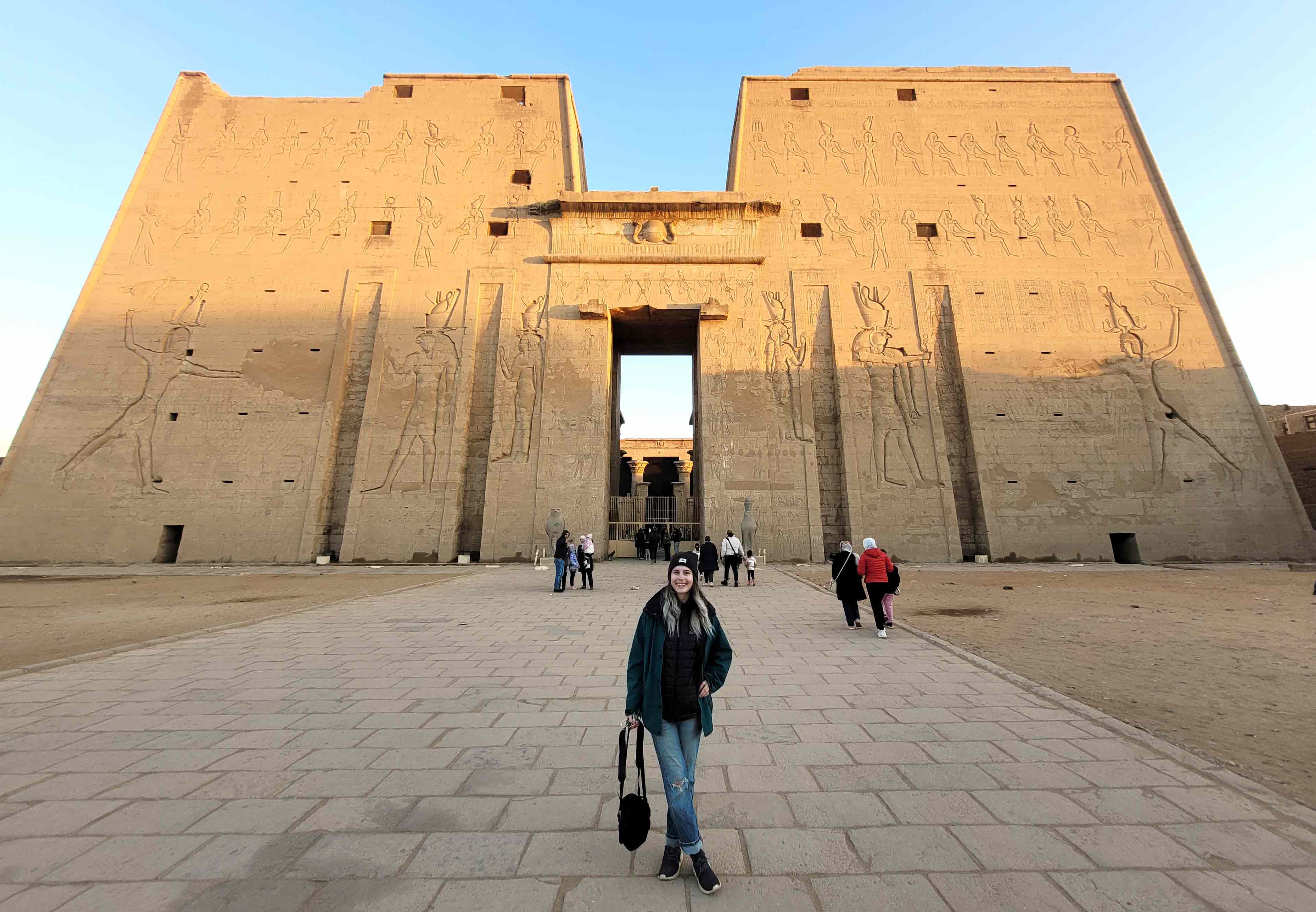 Sunrise view of the Temple of Edfu, found on the banks of the Nile in Egypt