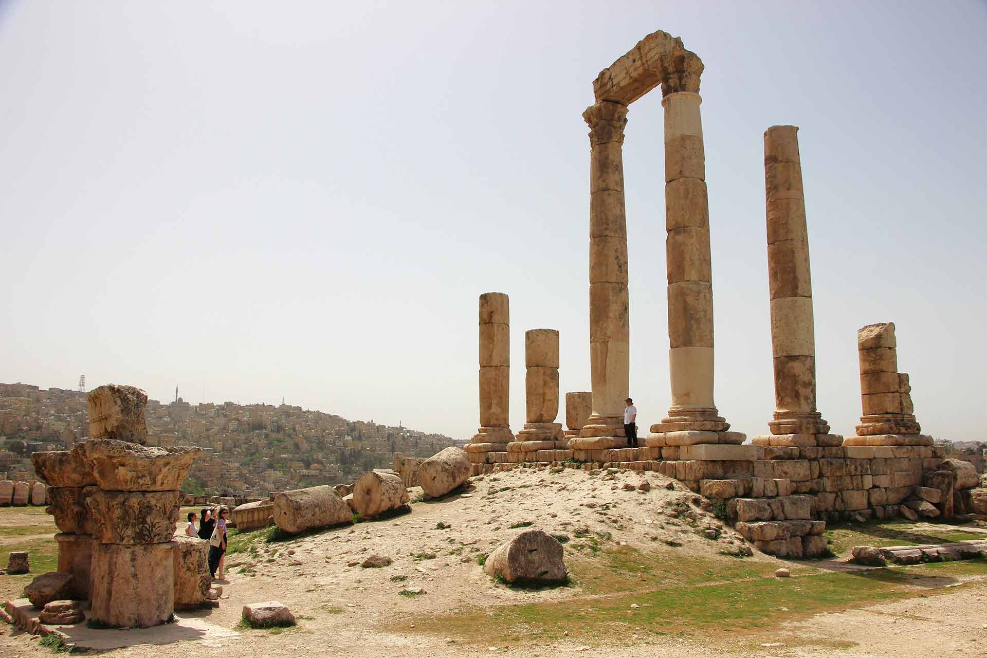 Ruins of the Roman Temple of Hercules, found at Amman’s Citadel