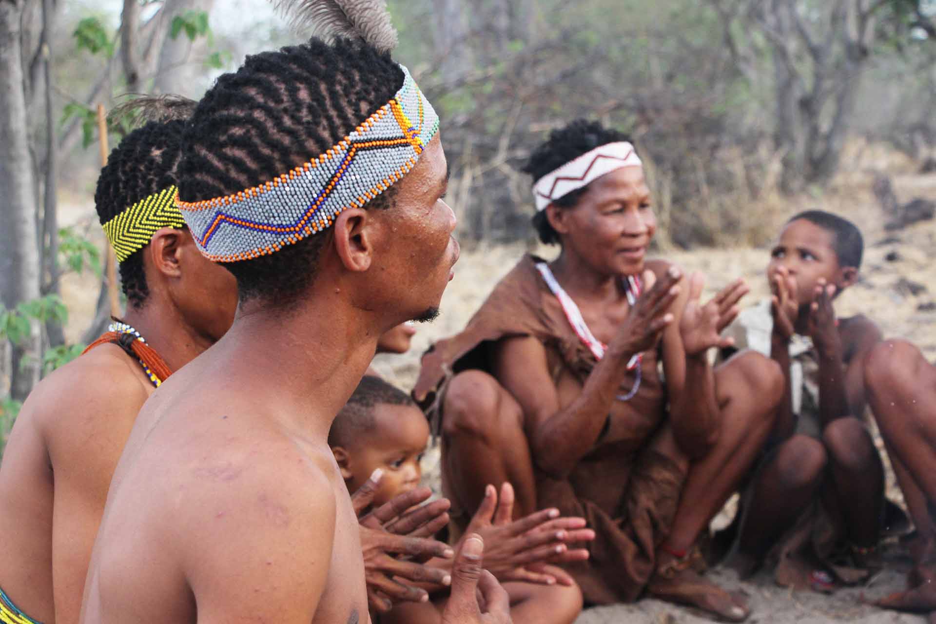 Learning about the cultural traditions of the San people, Botswana’s native inhabitants