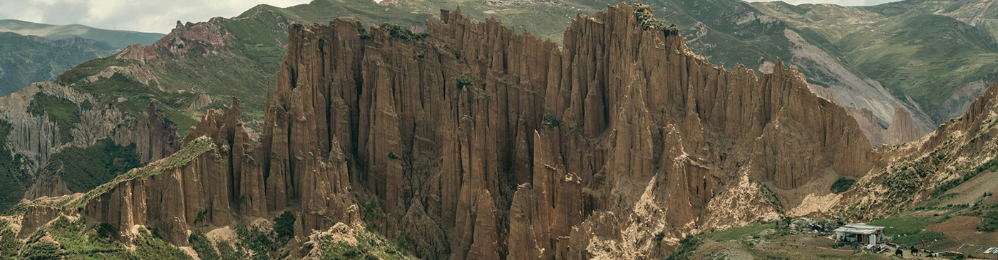 Back side of the valley of the lost souls (Valle de las animas) seen from the devils tooth, La Paz, Bolivia