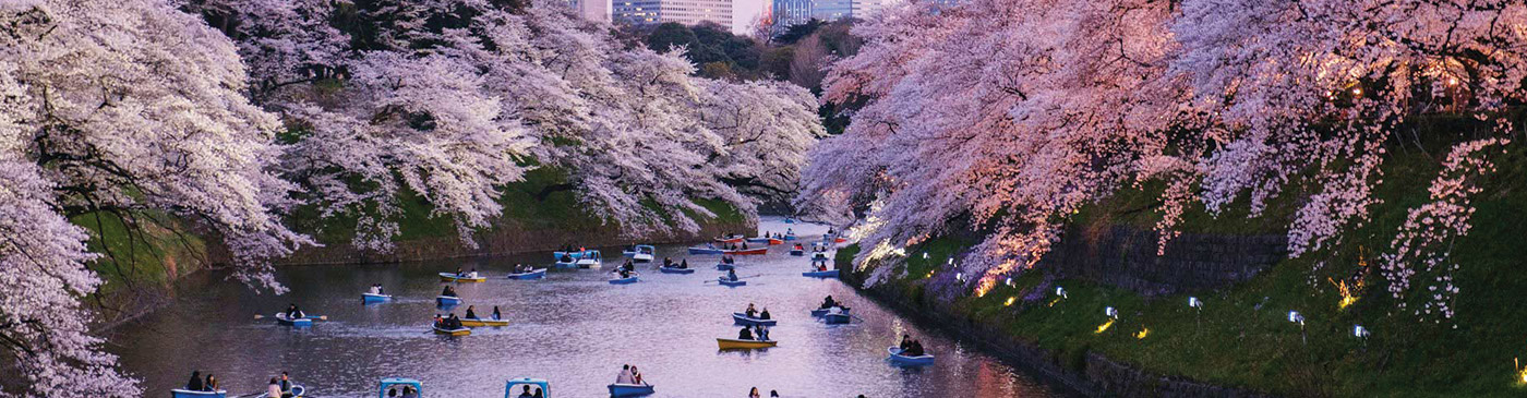 Tourist enjoying boats rides in Chidorigafuchi Boat pier Tokyo Japan