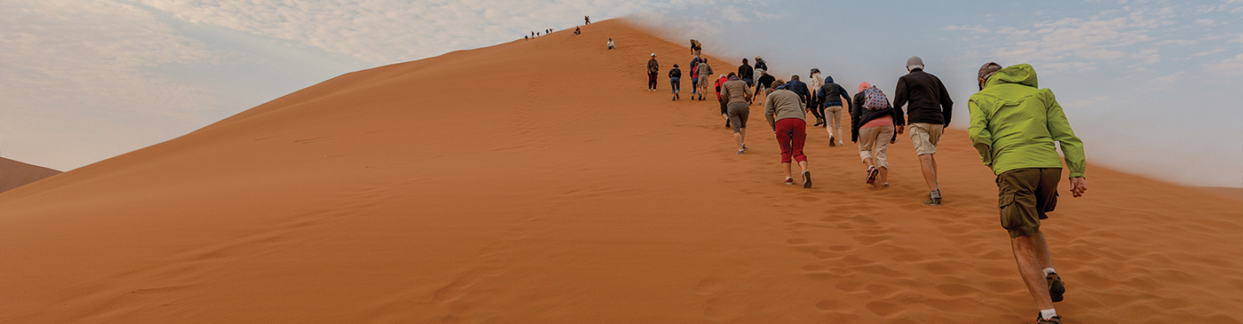 Namibian dunes, desert, climbing sand dunes Africa
