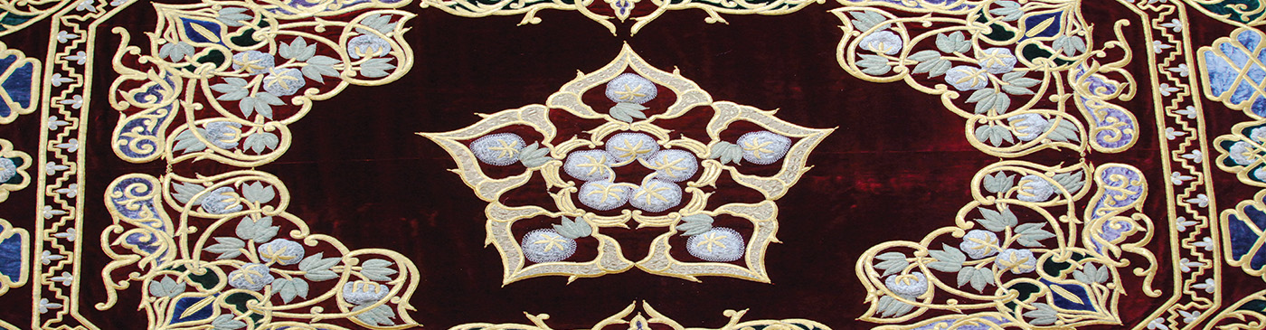 Part of traditional handmade oriental carpet from Turkmenistan, Central Asia