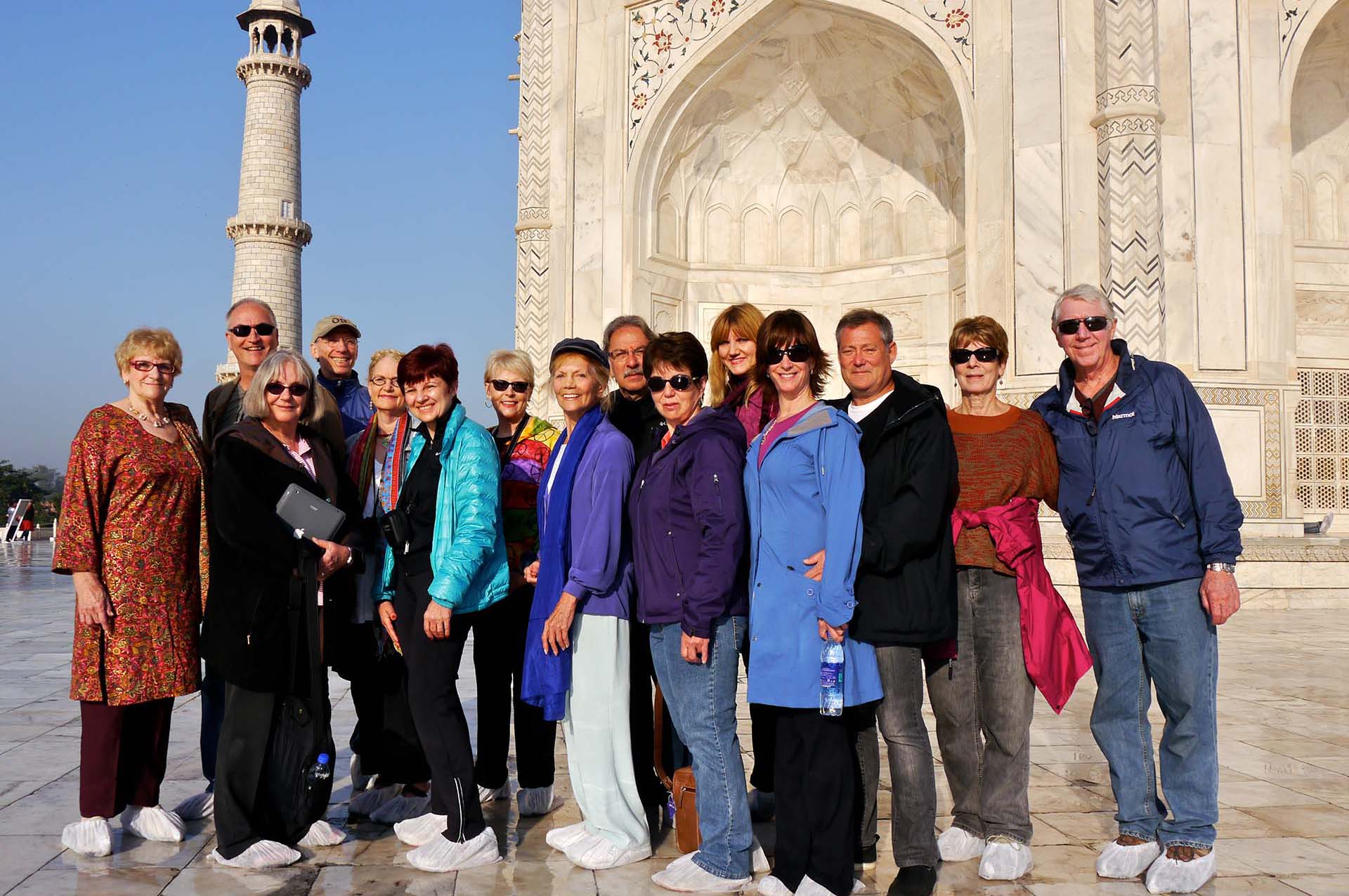 Tourist visit to famous historical monument Taj Mahal, UNESCO World Heritage Site