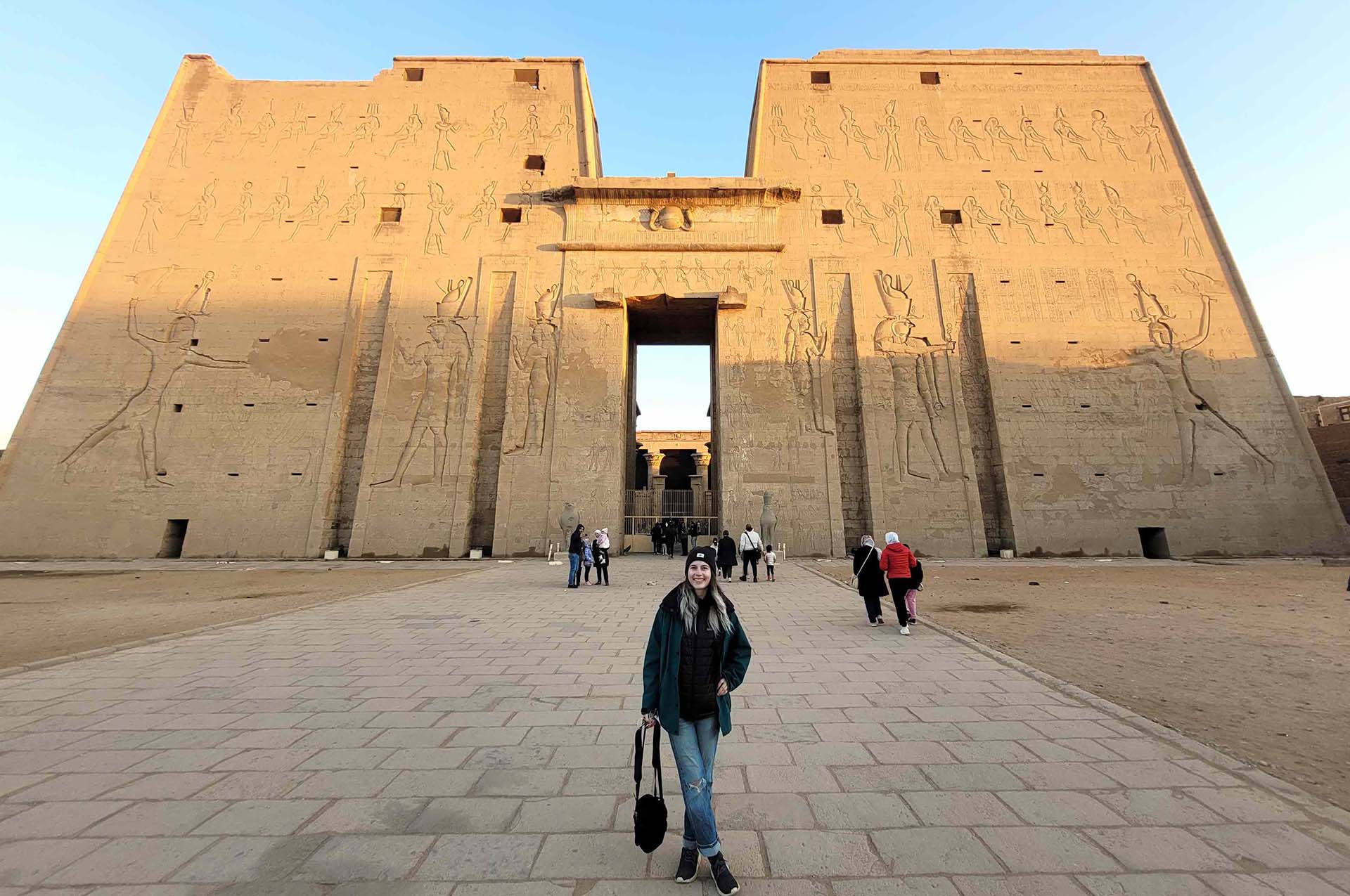 Sunrise view of the Temple of Edfu, found on the banks of the Nile in Egypt