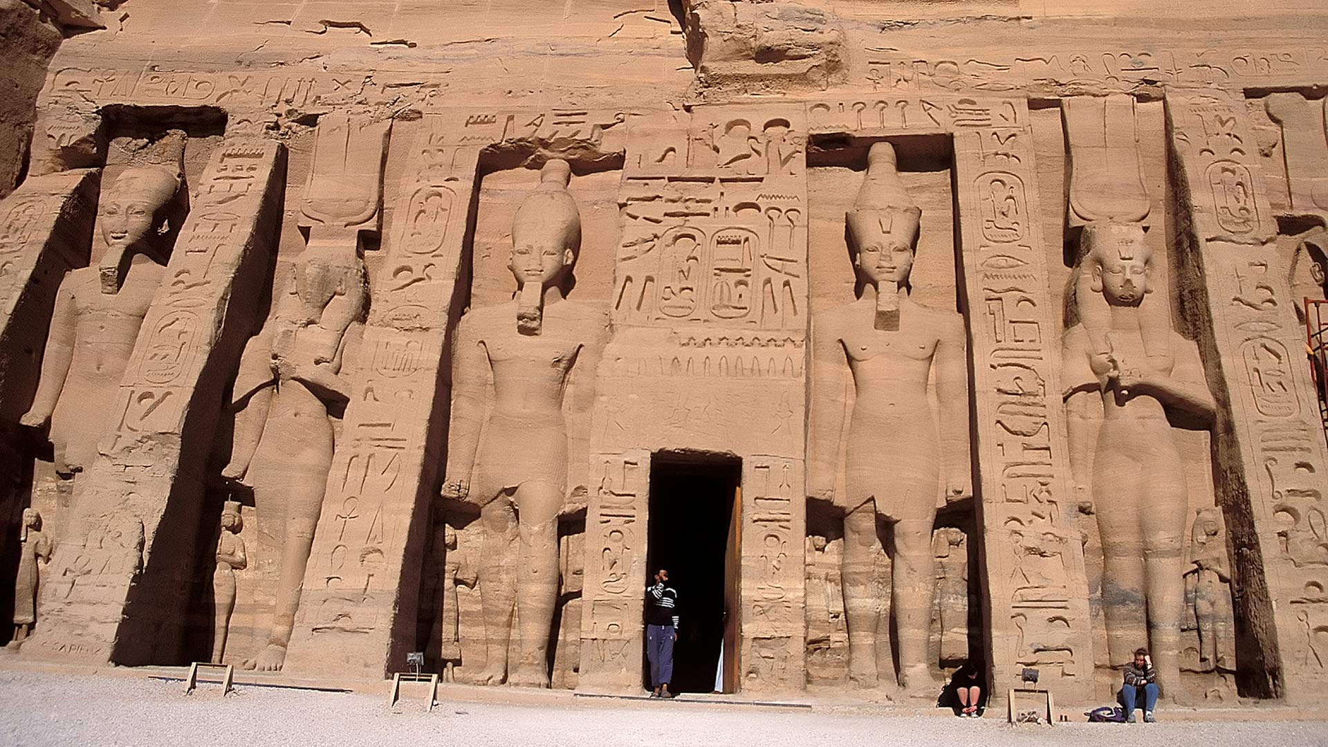 Tourist visiting Abu Simbel, the Great Temple of Ramesses II