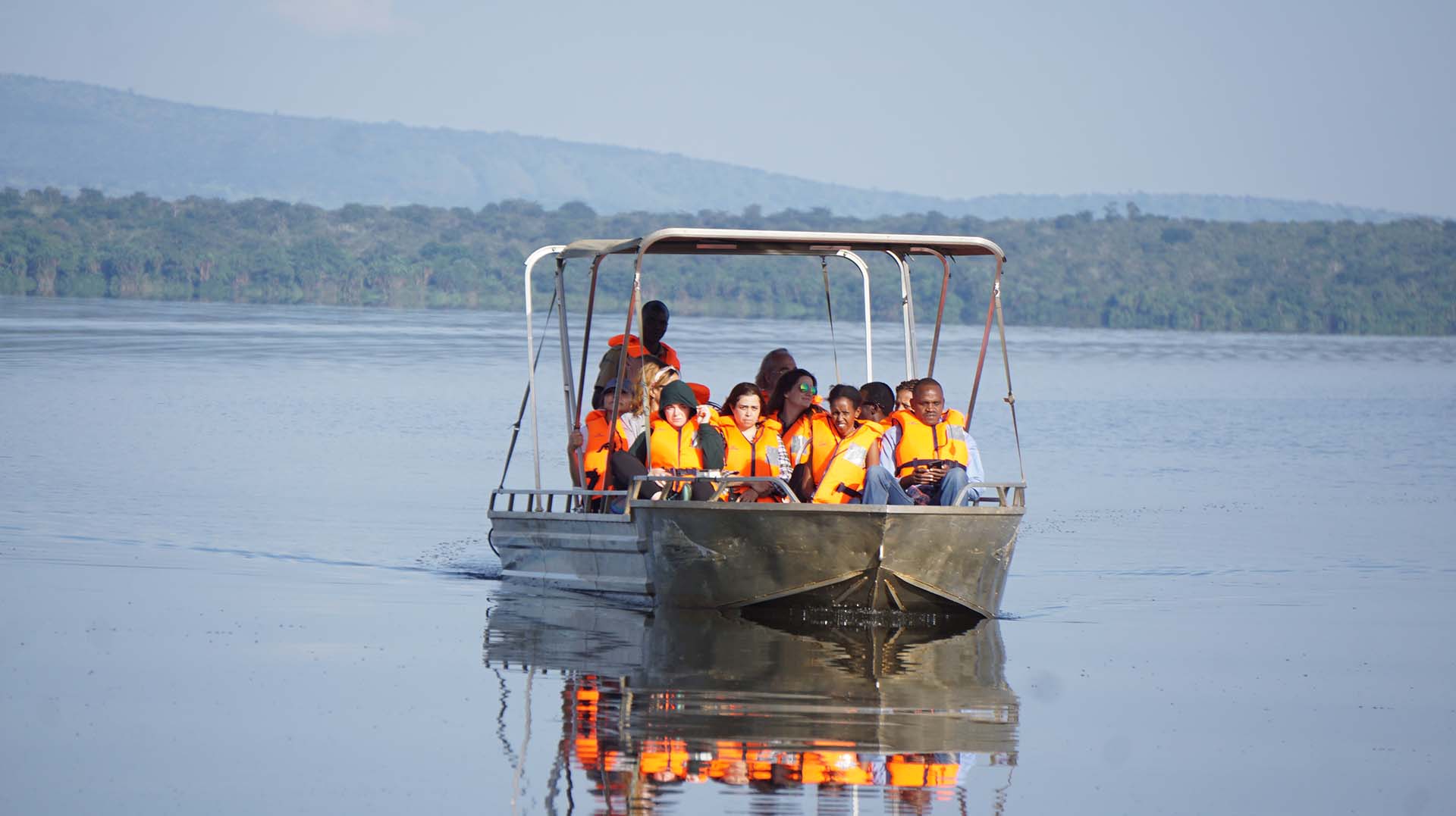 Tourists taking a boat trip on Kivu Lake, Rwanda