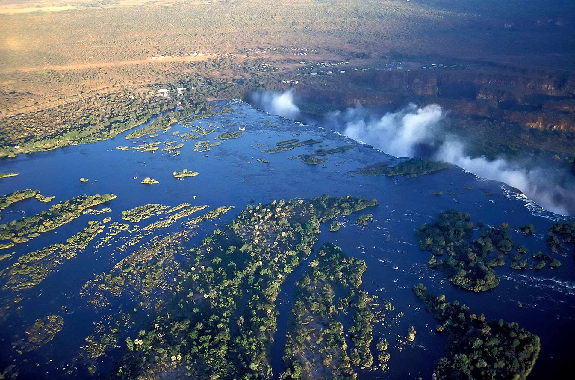 Aerial view of the Zambezi river