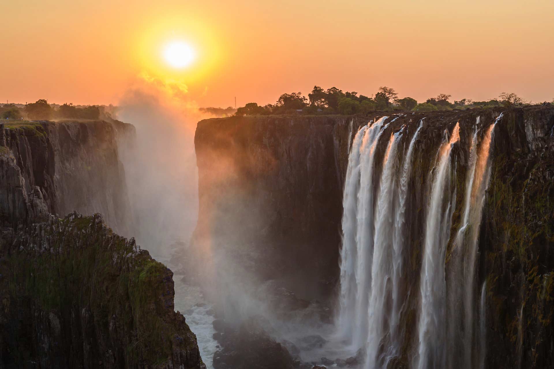 Stunning view of victoria falls in zimbabwe