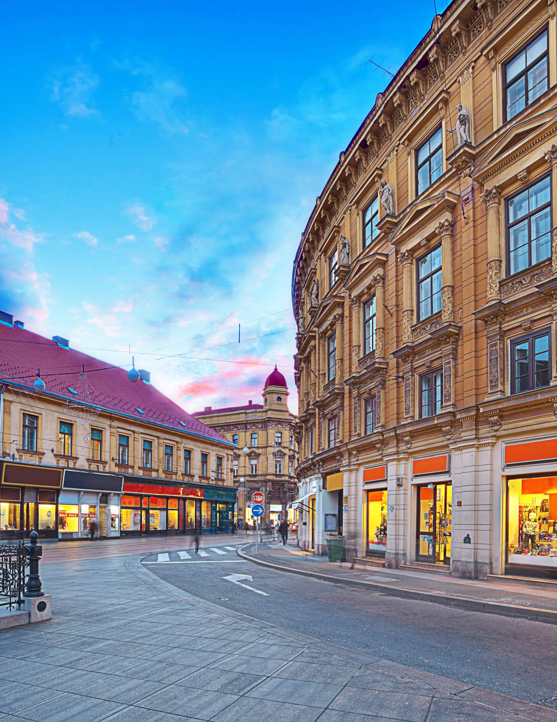 view of Ilica-main street in Zagreb, Croatia.