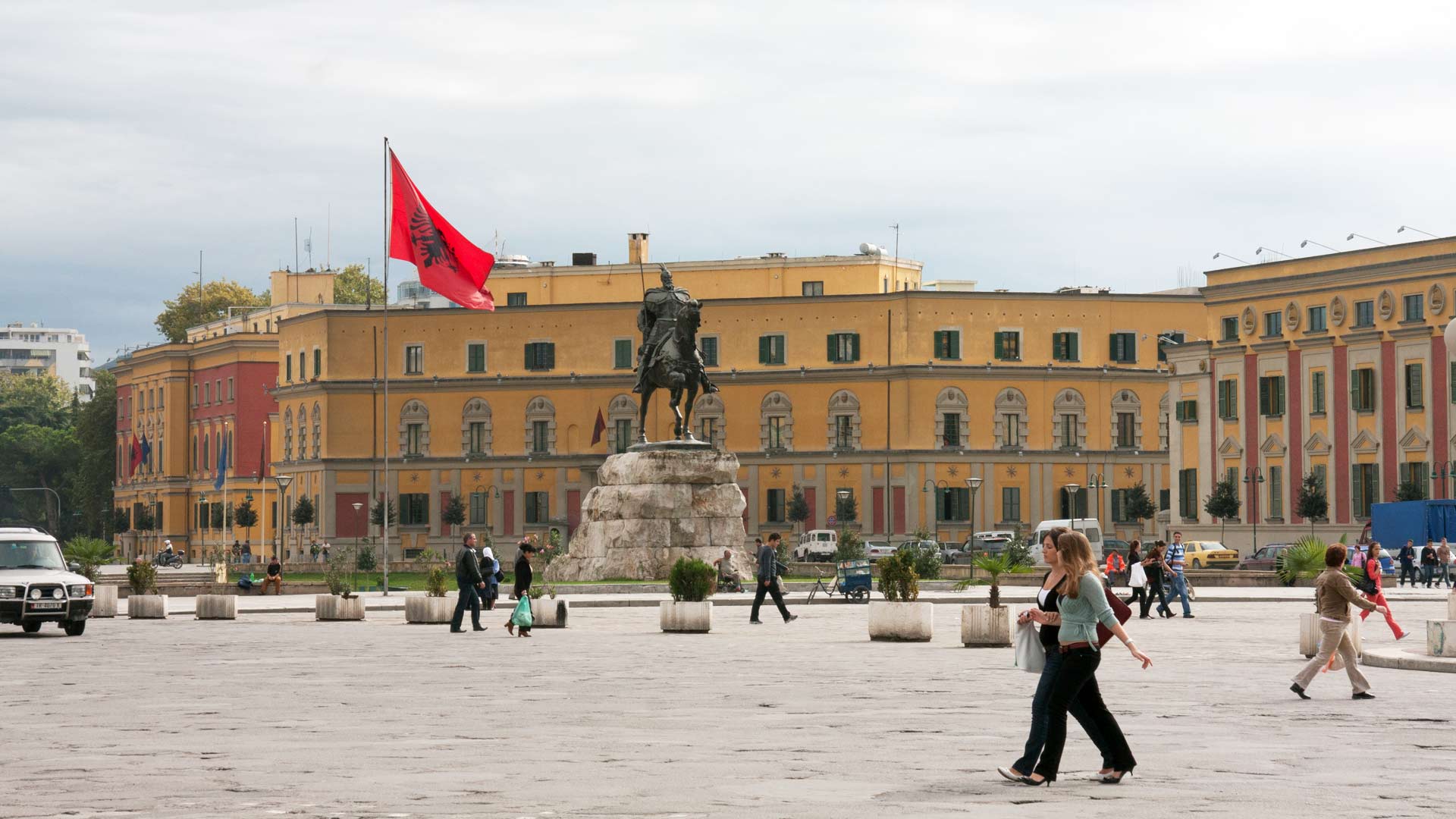 Equestrian statue of Gjergj Kastrioti Skanderbeg on Skanderbeg Square, Tirana, Albania