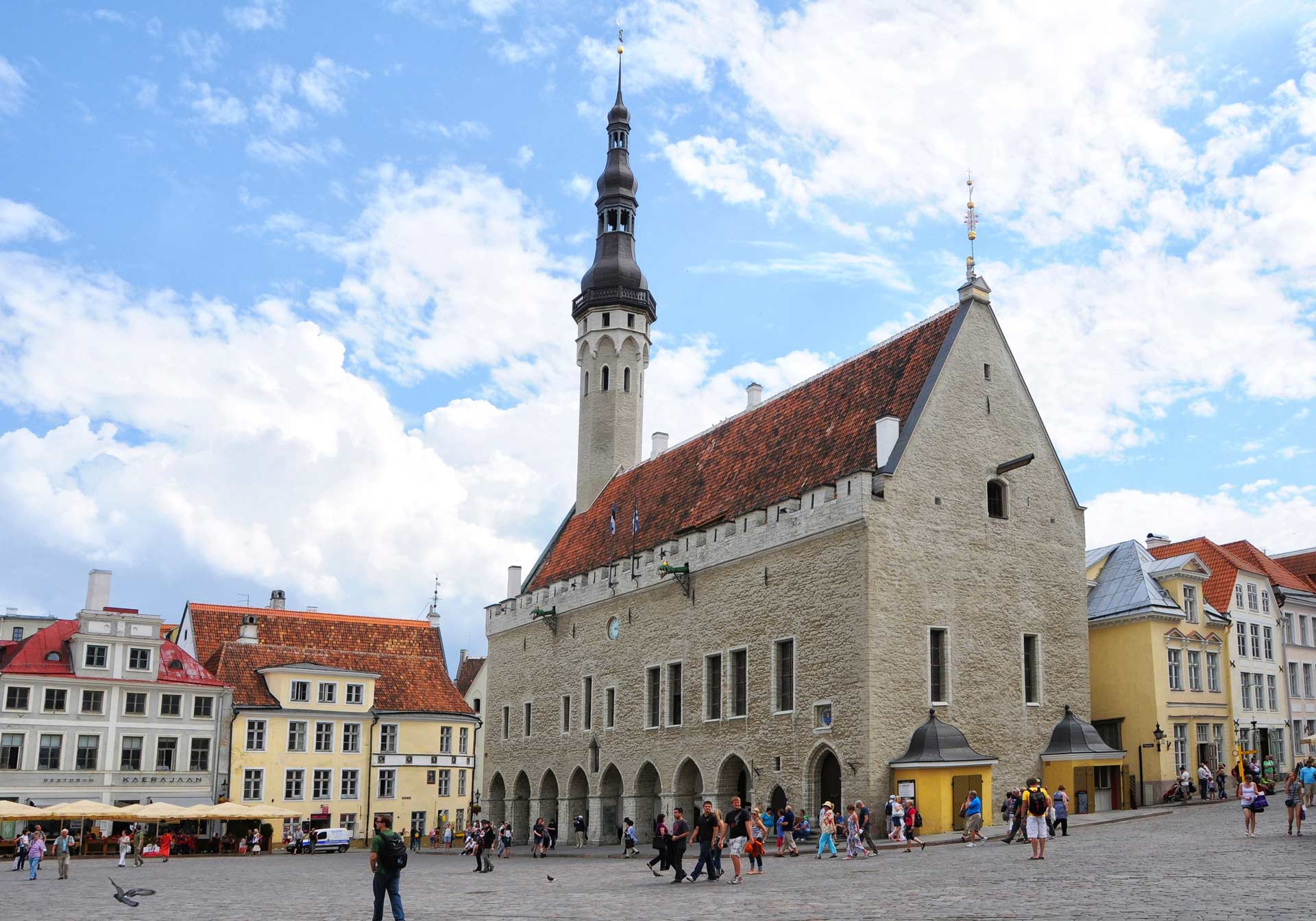 Town Hall and Town Hall Square of Tallinn, capital of Estonia