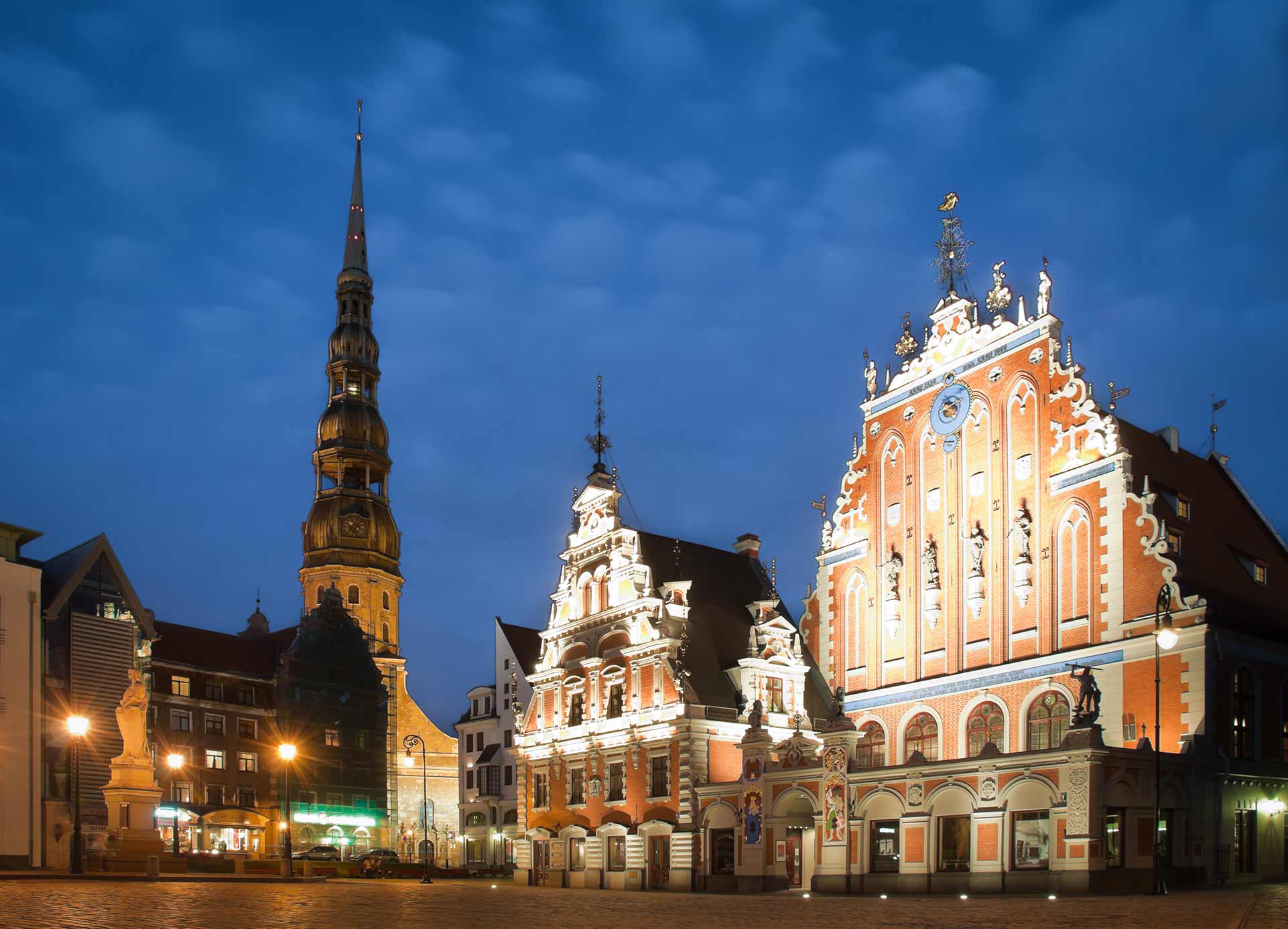 Beautiful old architecture of the central square of Riga, Latvia.