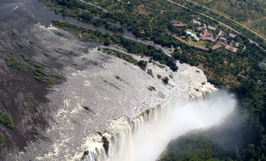 Aerial view of victoria falls in zimbabwe