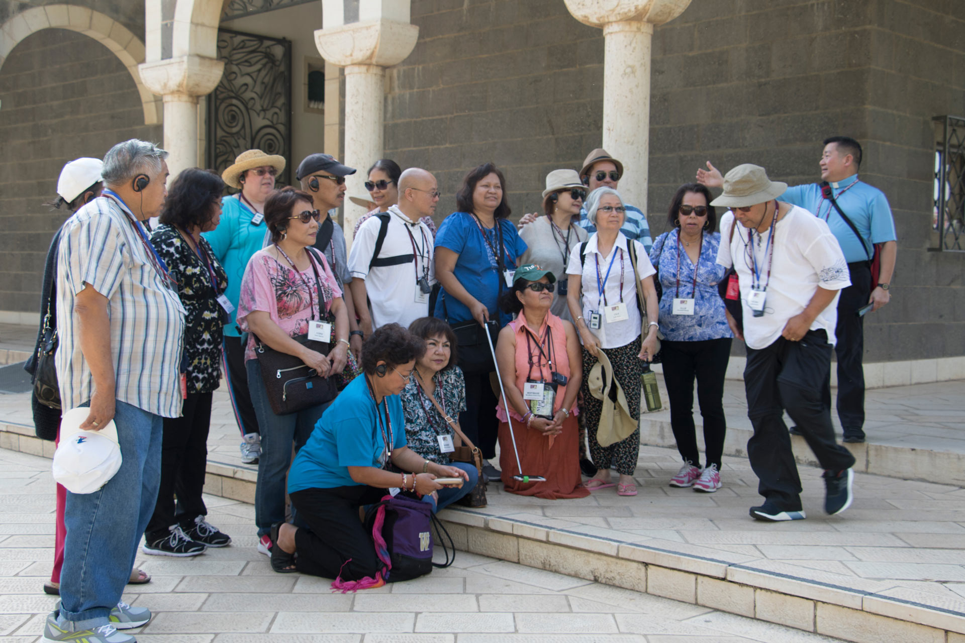 Pilgrims at the Mount of Beatitudes, Galilee, Israel