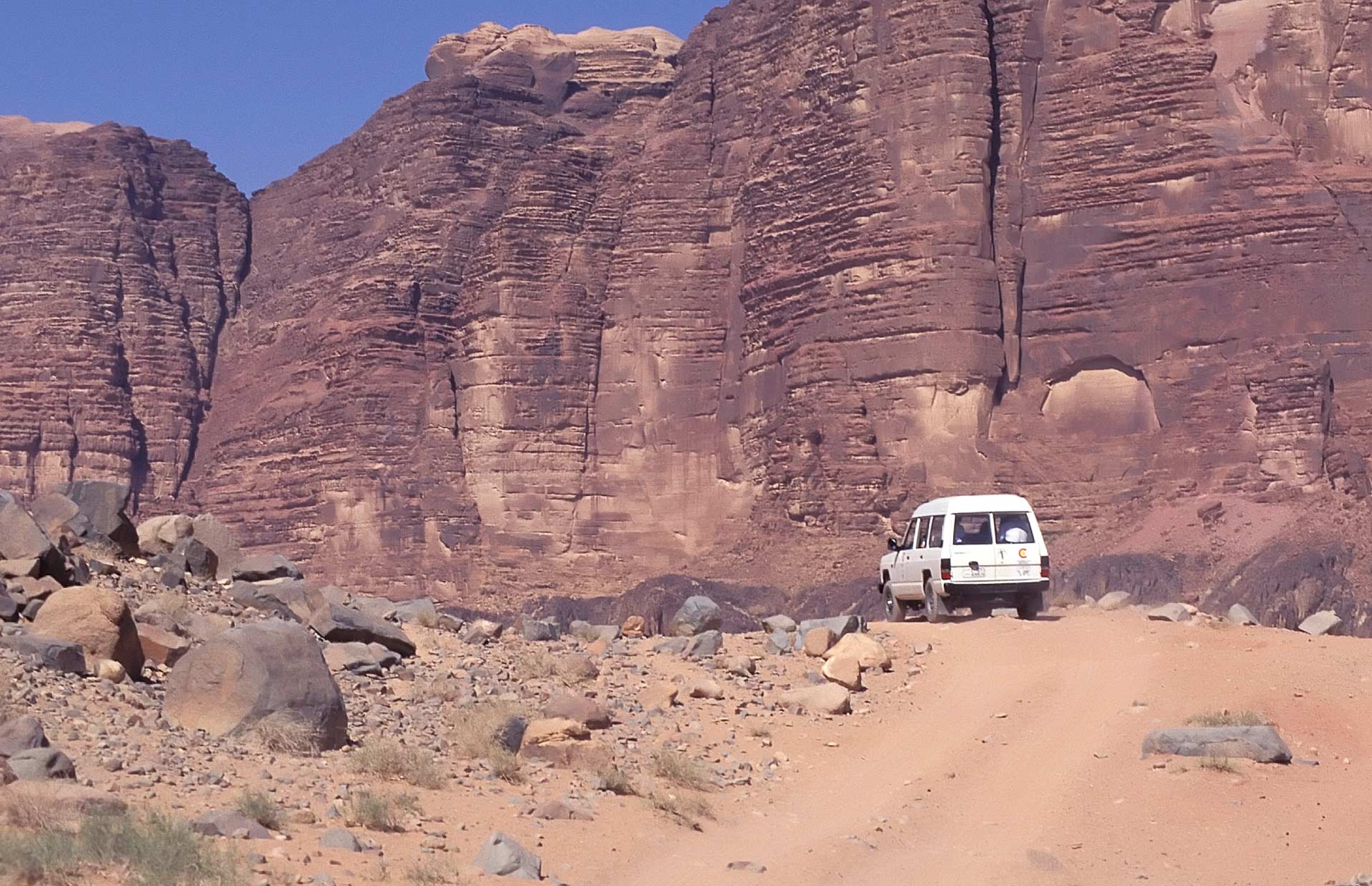 Four-wheel drive car in Wadi Rum, Jordan