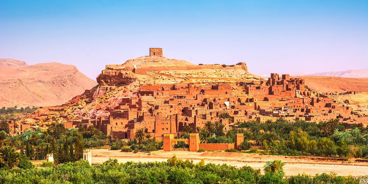 Amazing view of Kasbah Ait Ben Haddou near Ouarzazate in the Atlas Mountains
