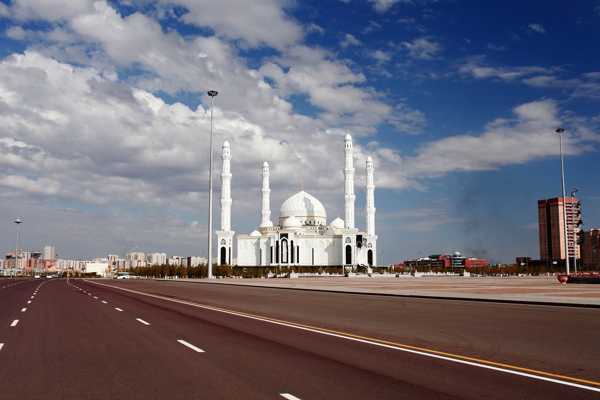 Astana Mosque in stormy day.