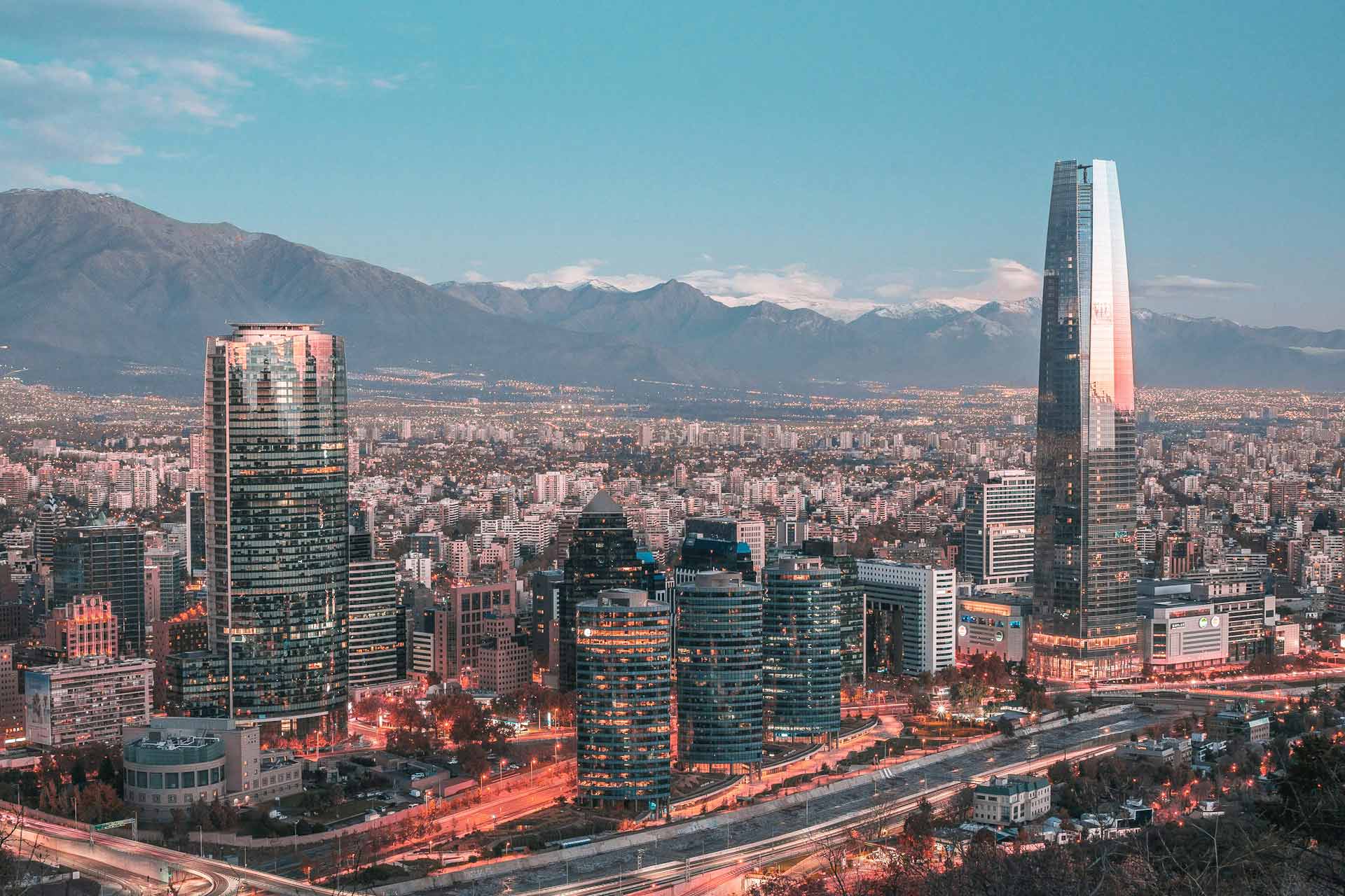 View of the Costanera Center from parque Bicentenario, Santiago de Chile
