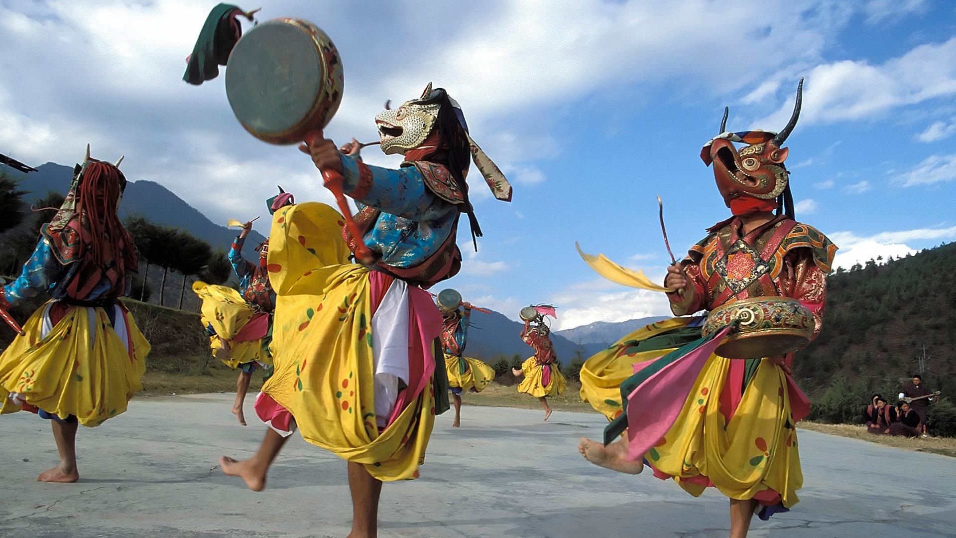 Performance of Dramitse Ngacham, a traditional drum dance from Dramit, Thimphu, Bhutan