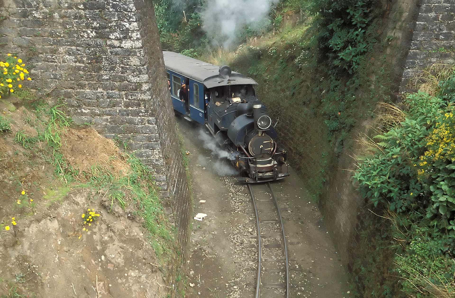 Toy train at the Batasia Loop, Darjeeling Himalayan Railway, West Bengal, India