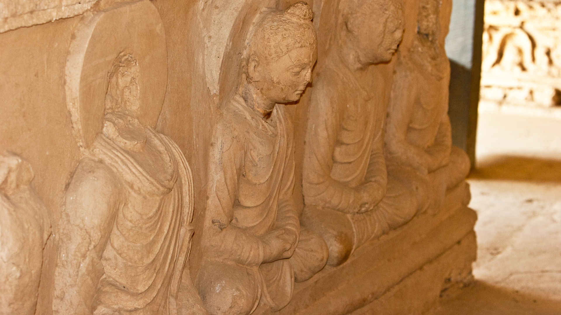 Seated Buddhas in a votive stupa in the lower stupa court of Jaulian, Taxila, Punjab, Pakistan
