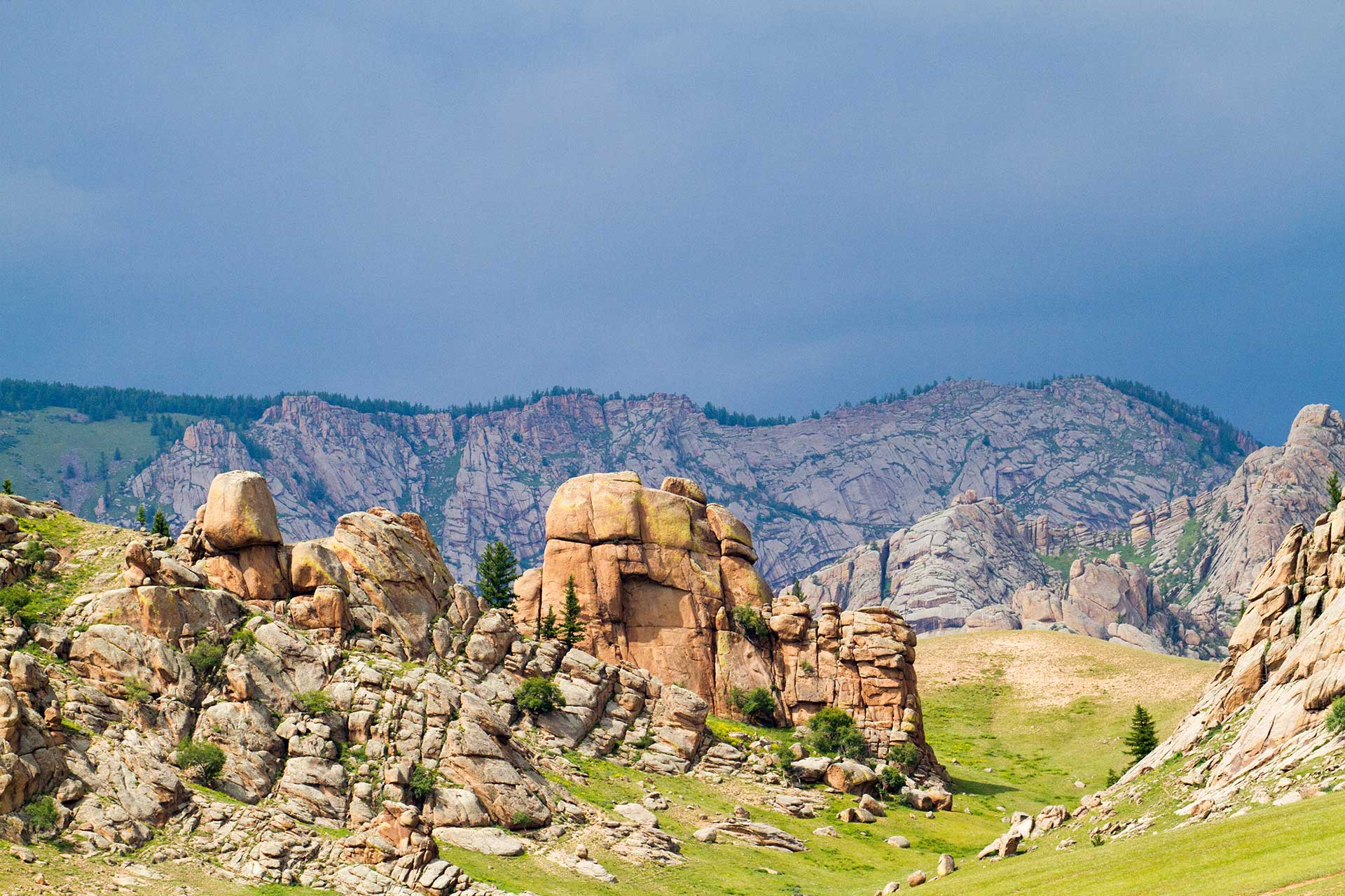 Granite rock formations of the Khentii Mountains, Mongolia
