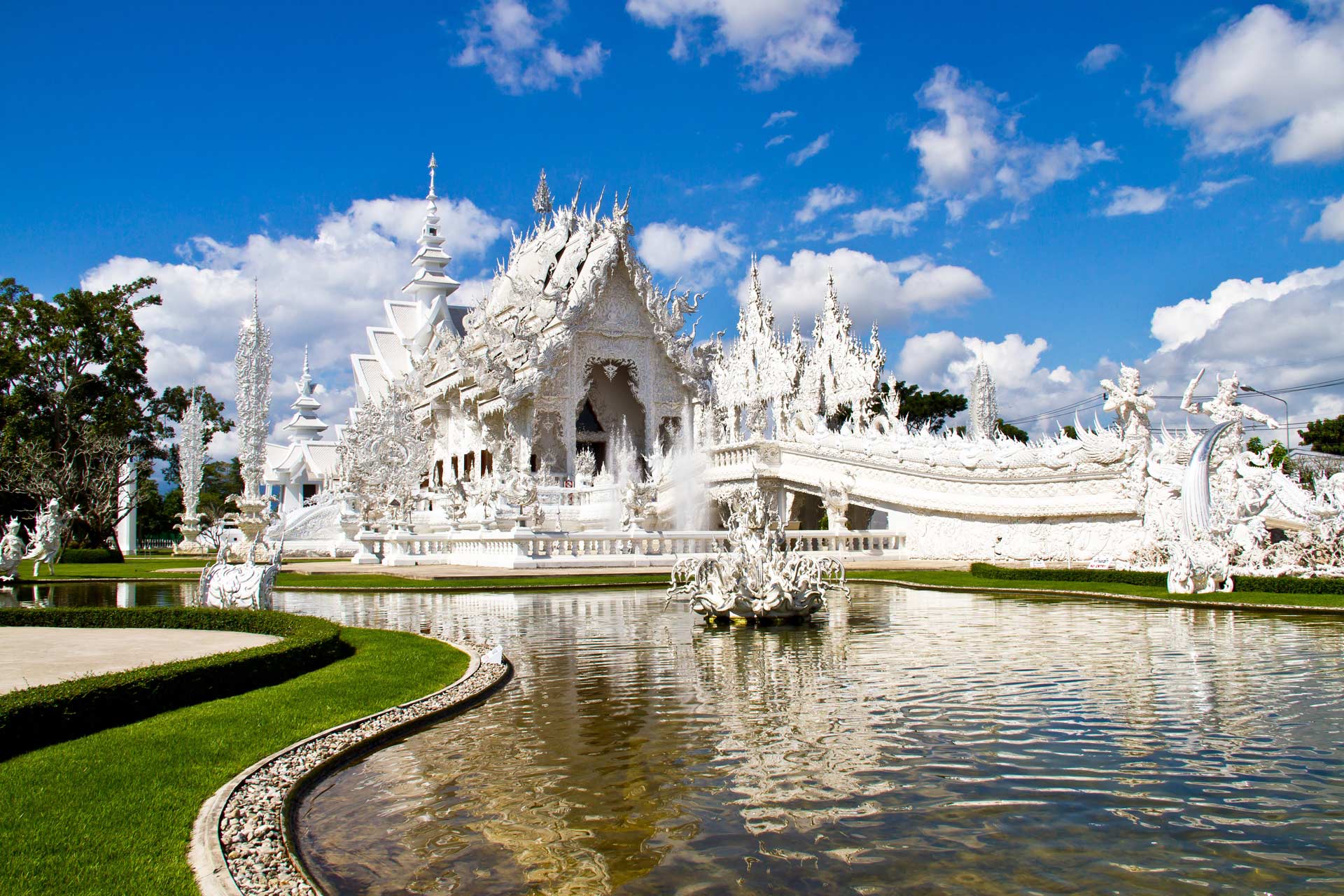 Wat Rong Khun pond, Chiang Rai, Thailand